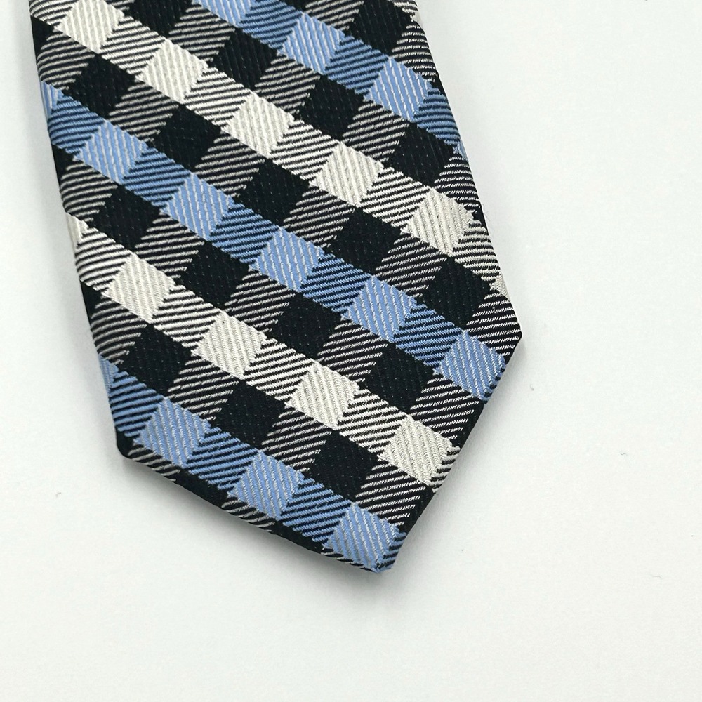 Jos. A. Bank 100% Silk Men's Neck Tie Black Blue White Plaid 3.5 Width 60 Length - Picture 12 of 12